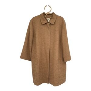 Chicos Textured Open Front 34 Sleeve Cardigan Jacket Tan Brown Size Medium